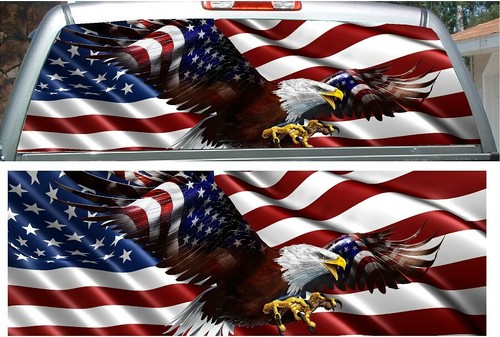 American flag flying - , eagle