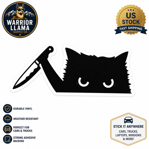 Cat with knife vinyl - cat,